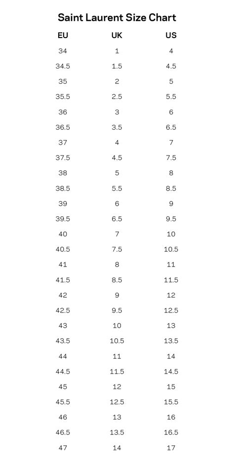 st laurent size guide.